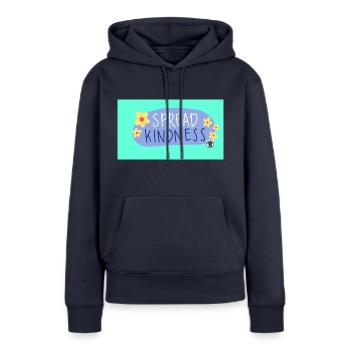 Spread kindness - Frauen Premium Bio Hoodie - Navy - Vorne - Julia (174cm)