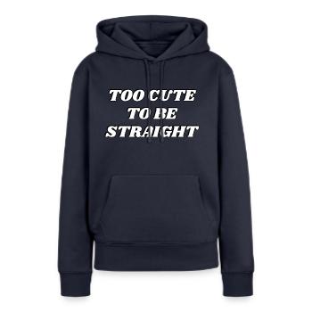 Trop mignon pour être hétéro - LGBTQ humour drôle - Sweat à capuche Premium bio Femme - bleu marine - Devant - Julia (174cm)