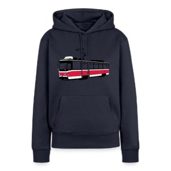 Brünner Straßenbahn - Frauen Premium Bio Hoodie - Navy - Vorne - Julia (174cm)