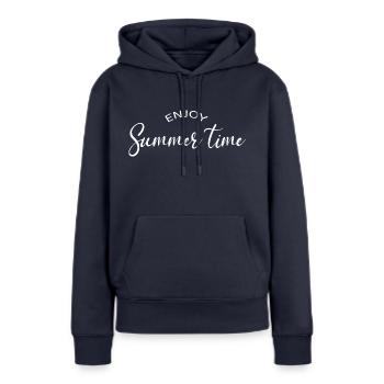 Profiter de l'été - Sweat à capuche Premium bio Femme - bleu marine - Devant - Julia (174cm)