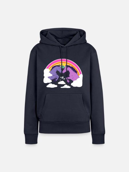 Duell der Einhörner - Frauen Premium Bio Hoodie - Navy