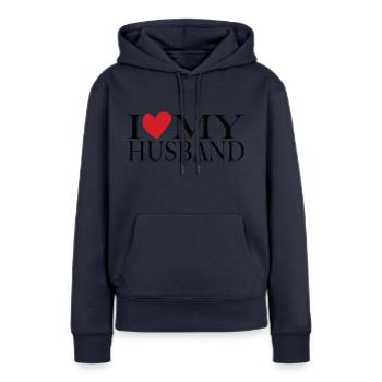 Ich liebe meinen Mann - Frauen Premium Bio Hoodie - Navy - Vorne - Julia (174cm)