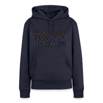 Happy Team, Teamplayer & Teambuilding - Frauen Premium Bio Hoodie - Navy - Vorne - Julia (174cm)