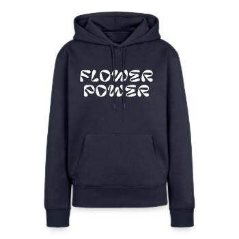 Flower-Power - Frauen Premium Bio Hoodie - Navy - Vorne - Julia (174cm)