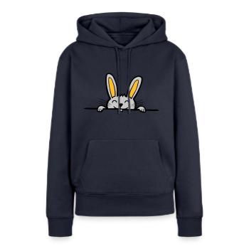 Häschen versteckt sich - Frauen Premium Bio Hoodie - Navy - Vorne - Julia (174cm)
