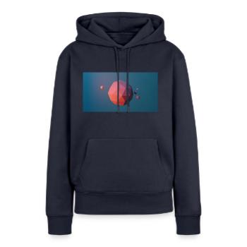 SPACE - Frauen Premium Bio Hoodie - Navy - Vorne - Julia (174cm)
