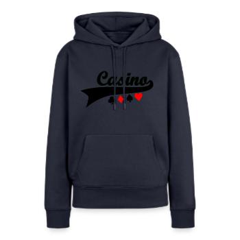 Casino - Poker Blackjack Roulette - jeux de hasard - Sweat à capuche Premium bio Femme - bleu marine - Devant - Julia (174cm)