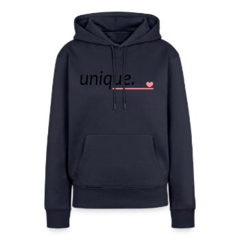 unique unique saying - Women’s Premium Organic Hoodie - navy - Front - Julia (174cm)