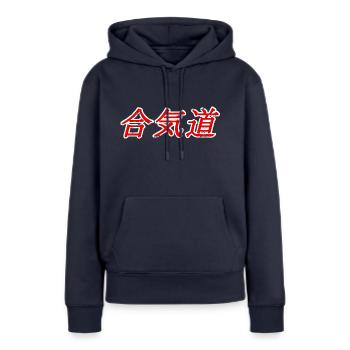 Aïkido - Sweat à capuche Premium bio Femme - bleu marine - Devant - Julia (174cm)