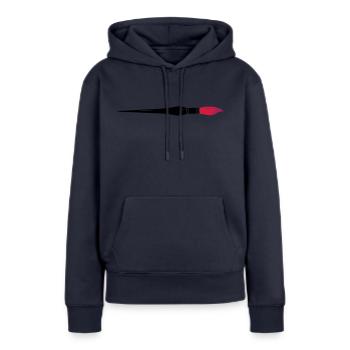 Pinceau / Pinceau d'artiste (3c) - Sweat à capuche Premium bio Femme - bleu marine - Devant - Julia (174cm)