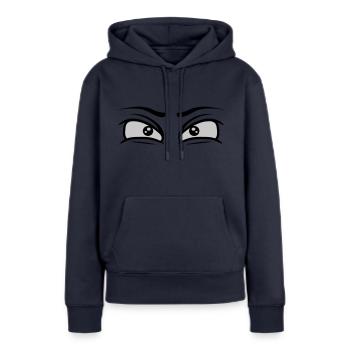Volonté Yeux déterminés - Sweat à capuche Premium bio Femme - bleu marine - Devant - Julia (174cm)