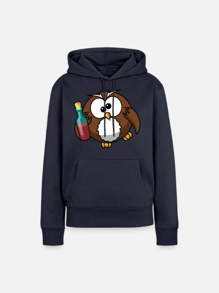 Betrunkene Eule - Frauen Premium Bio Hoodie - Navy