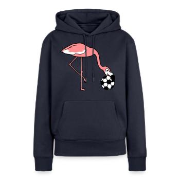 kick football club jouer balle kicker rire - Sweat à capuche Premium bio Femme - bleu marine - Devant - Julia (174cm)