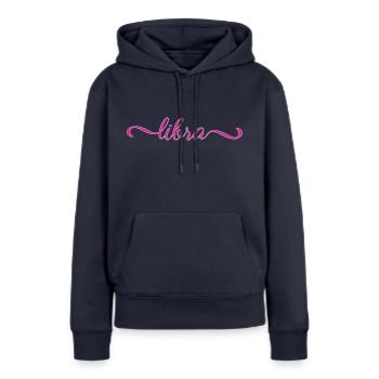 Balance - Sweat à capuche Premium bio Femme - bleu marine - Devant - Julia (174cm)