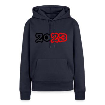 2023 52 - Sweat à capuche Premium bio Femme - bleu marine - Devant - Julia (174cm)