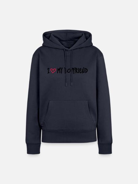 I Love My Boyfriend - Sweat à capuche Premium bio Femme - bleu marine