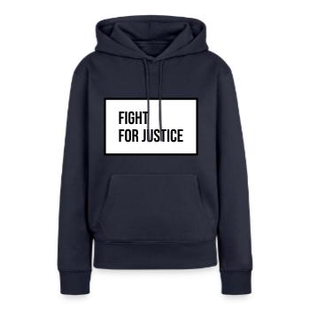 Lutte pour la justice - Sweat à capuche Premium bio Femme - bleu marine - Devant - Julia (174cm)