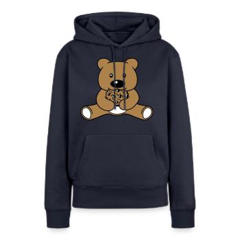 biscuit manger biscuit faim délicieux grignoter baer sues - Sweat à capuche Premium bio Femme - bleu marine - Devant - Julia (174cm)