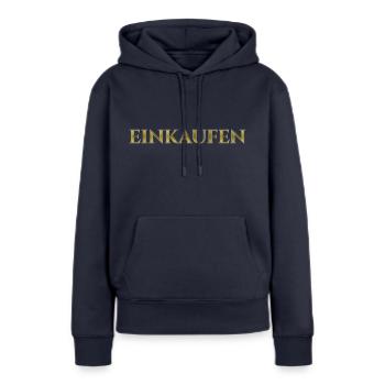 Einkaufen - Frauen Premium Bio Hoodie - Navy - Vorne - Julia (174cm)