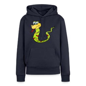 Serpent Serpent - Sweat à capuche Premium bio Femme - bleu marine - Devant - Julia (174cm)