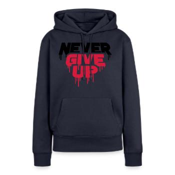 rot graffiti tropfen spray durchhalten cool never - Frauen Premium Bio Hoodie - Navy - Vorne - Julia (174cm)