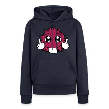 frech wichser fuck you off beleidigung mittelfinge - Frauen Premium Bio Hoodie - Navy - Vorne - Julia (174cm)