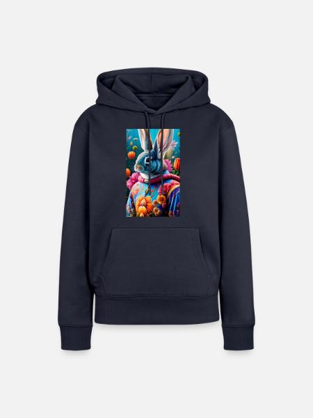 Hase Gemälde - Frauen Premium Bio Hoodie - Navy
