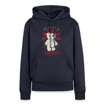 Emoticon Make America Emo Again Emocore Esthétique - Sweat à capuche Premium bio Femme - bleu marine - Devant - Julia (174cm)