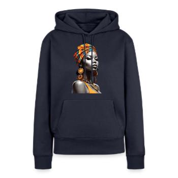 Afro Kulturelle Eleganz - Frauen Premium Bio Hoodie - Navy - Vorne - Julia (174cm)