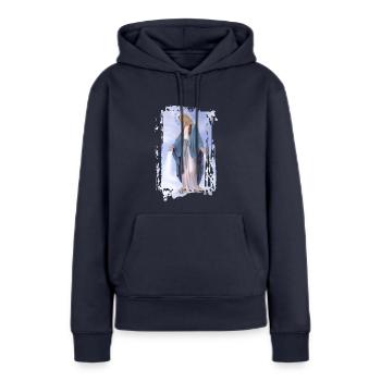 Holly Mary Maria Madonna Mariana Vierge Marie - Sweat à capuche Premium bio Femme - bleu marine - Devant - Julia (174cm)