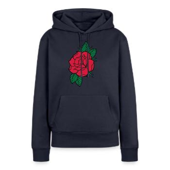 Rose - Dreifarbig - Frauen Premium Bio Hoodie - Navy - Vorne - Julia (174cm)