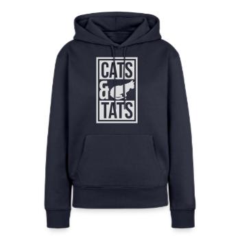 cats and tats Zitat - Frauen Premium Bio Hoodie - Navy - Vorne - Julia (174cm)