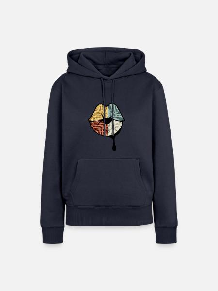 Küss mich - Frauen Premium Bio Hoodie - Navy