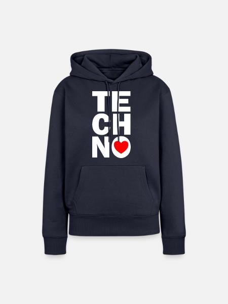 Techno - Frauen Premium Bio Hoodie - Navy