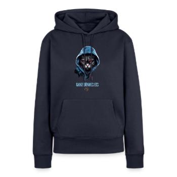 Œil de chat mystérieux - Sweat à capuche Premium bio Femme - bleu marine - Devant - Julia (174cm)