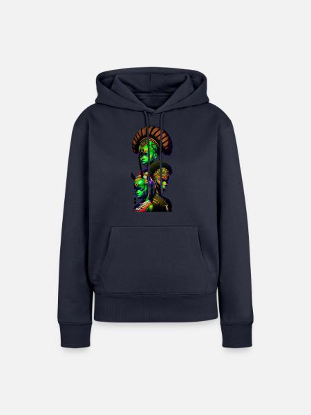 Bemalte afrikanische Gesichter - Frauen Premium Bio Hoodie - Navy