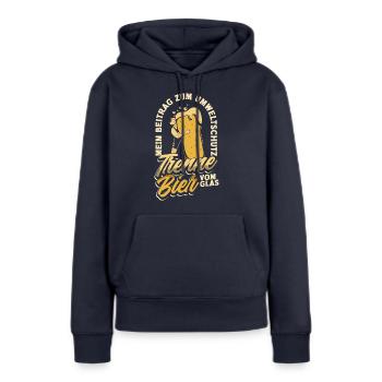 Mein Beitrag zum Umweltschutz - Ich trenne Bier - Frauen Premium Bio Hoodie - Navy - Vorne - Julia (174cm)
