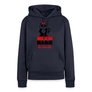 meilleure mamie du monde - Sweat à capuche Premium bio Femme - bleu marine - Devant - Julia (174cm)