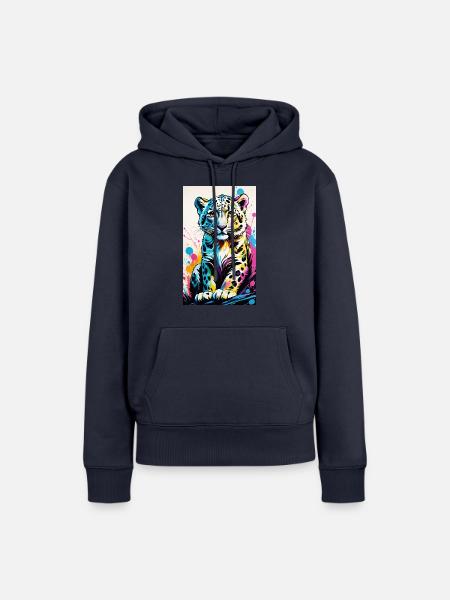 Schneeleopard | Leopard | Raubtier - Frauen Premium Bio Hoodie - Navy