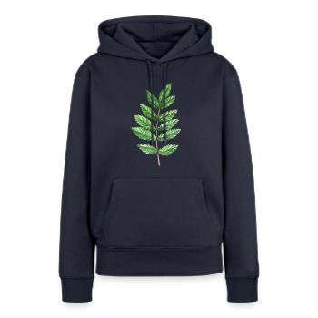 Feuille d'une cendre - Sweat à capuche Premium bio Femme - bleu marine - Devant - Julia (174cm)