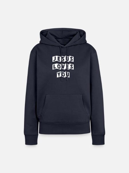 Jesus Loves You Weiß - Frauen Premium Bio Hoodie - Navy