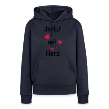Jurist mit Herz - Frauen Premium Bio Hoodie - Navy - Vorne - Julia (174cm)