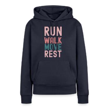 Motivationssport - Laufen, Gehen, Bewegen, Ausruhen - Frauen Premium Bio Hoodie - Navy - Vorne - Julia (174cm)