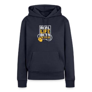 Real Life Beta Tester! - Frauen Premium Bio Hoodie - Navy - Vorne - Julia (174cm)