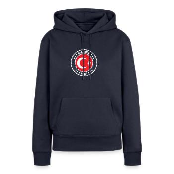 Memleketim DÜZCE - Sweat à capuche Premium bio Femme - bleu marine - Devant - Julia (174cm)
