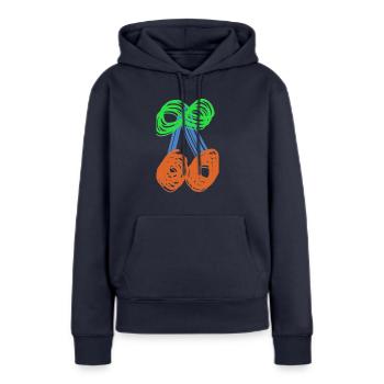 Sommerfest Kirschen 🍒 - Frauen Premium Bio Hoodie - Navy - Vorne - Julia (174cm)
