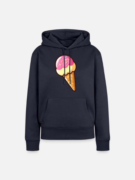 Erdbeer-Vanille-Eis - Frauen Premium Bio Hoodie - Navy