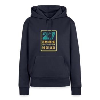 Weisheit 27 - Frauen Premium Bio Hoodie - Navy - Vorne - Julia (174cm)