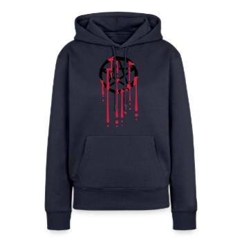 Gouttes de sang pentagramme - Sweat à capuche Premium bio Femme - bleu marine - Devant - Julia (174cm)