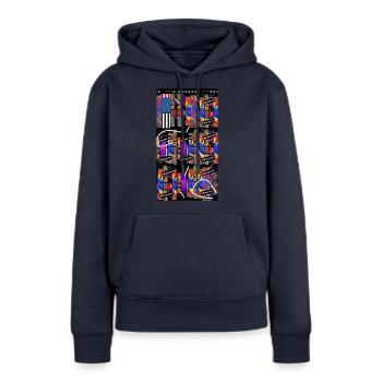 Style Ashaq 4000 - Sweat à capuche Premium bio Femme - bleu marine - Devant - Julia (174cm)